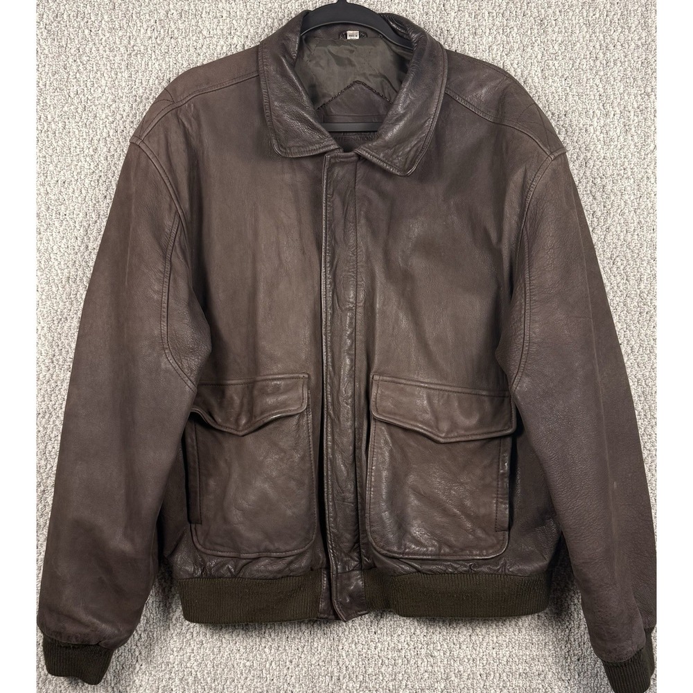 Midwest International Leather Bomber Flight Jacket Brown‎ XL A2 Pilot Coat